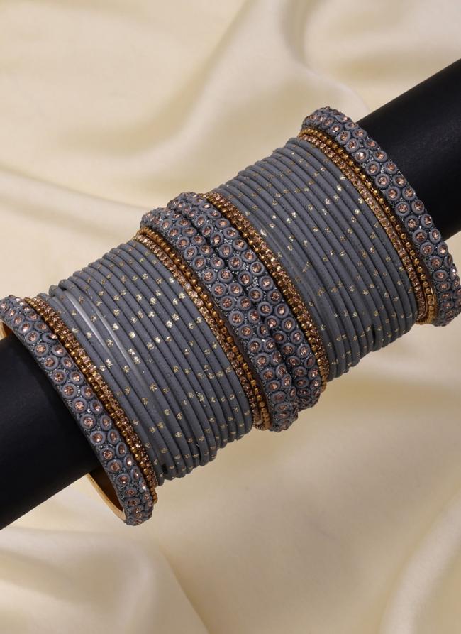   Traditional Wear  Dark Grey Color Fashion Bangle Set:-2.6